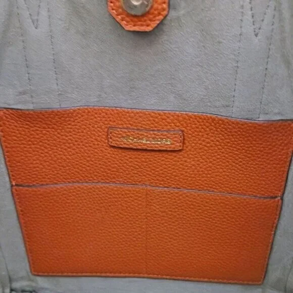Michael Kors‎ Junie MD Leather Tote Travel Shoulder Handbag Burnt Orange Pebbled - Picture 13 of 16